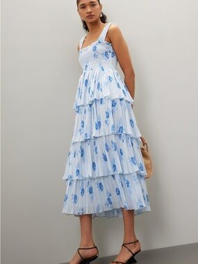 Ganni | Dresses | Ganni Blue Gingham Midi Dress | Poshmark